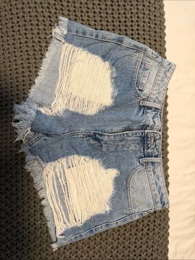 Cello Light Blue Distressed Denim Jean Shorts